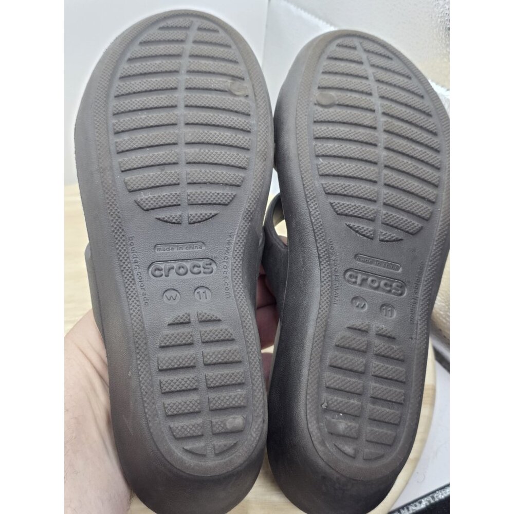 CROCS Patricia II Womens Size 11 Brown/Tan Criss Cross Low Wedge Sandals - Picture 8 of 9